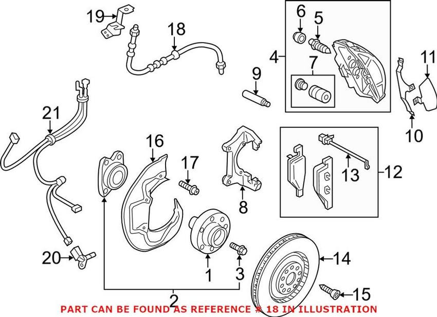 Audi Brake Hose - Front 4H0611707C